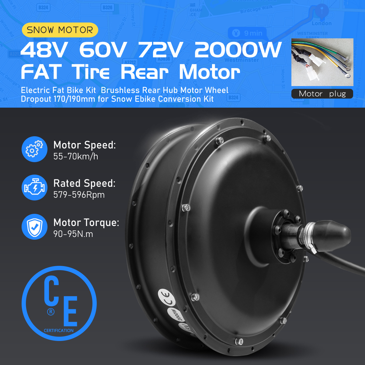 Moteur de moyeu arrière sans b - Fat Tire Ebike Conversion Kit 2000W avis et prix
