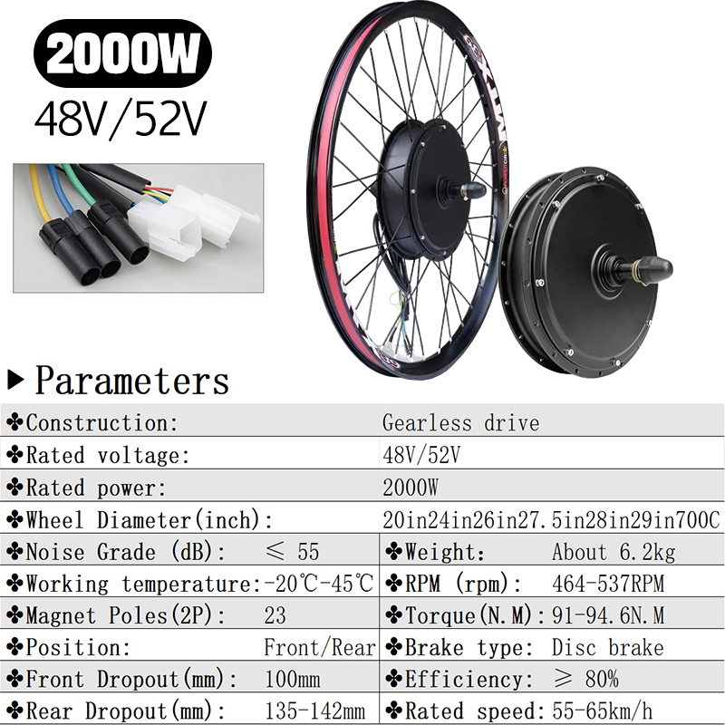 Kit de conversion de vélo élec - 72V 5000W Hub Motor Kit avis et prix