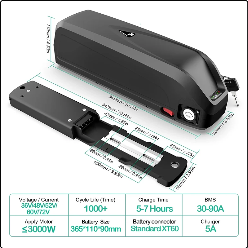 Batterie de vélo électrique 72 - Ebike Battery 48V 20Ah Hailong avis et prix