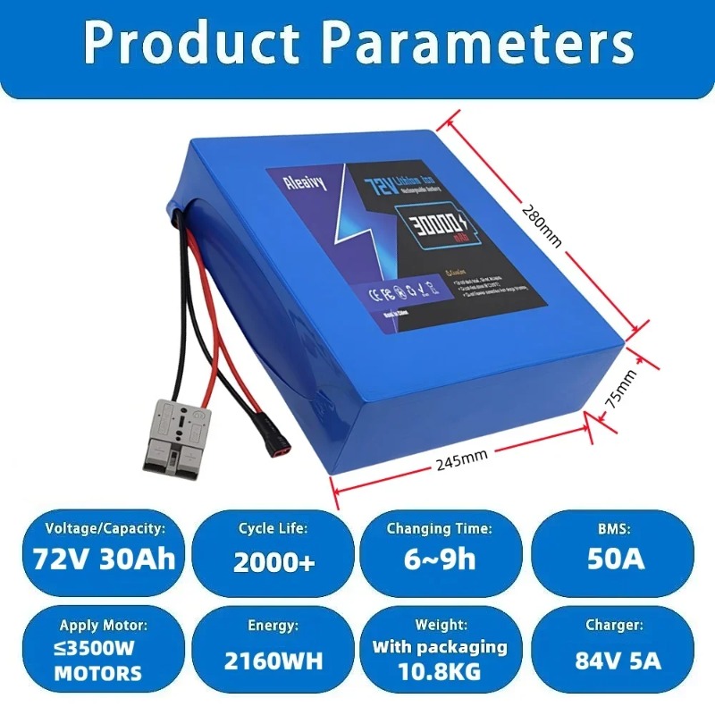 Batterie 72V 20S4P 20AH 20S6P  - Electric Bicycle Battery 72V 30Ah avis et prix